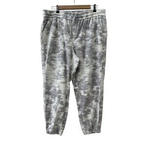 Athleta Womens Farallon Camo Print Jogger Pants Stretch Drawstring Waist Gray 18